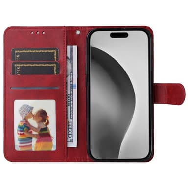 SKALO iPhone 16 Pro Max PU-Läder Plånboksfodral - Röd