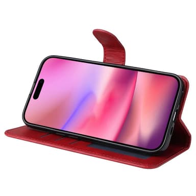 SKALO iPhone 16 PU-Läder Plånboksfodral - Röd