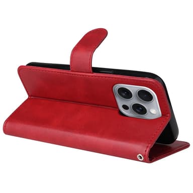 SKALO iPhone 16 Pro Max PU-Läder Plånboksfodral - Röd