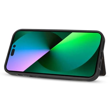 SKALO iPhone 16 Pro PU Läder Skal med Korthållare/Plånbok - Svart