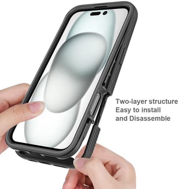 SKALO iPhone 16 Plus Shockproof Clear Hybrid Skal + Skärmskydd - Svart