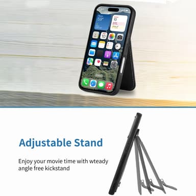 SKALO iPhone 16 Carbon Fiber Skal med Korthållare - Svart