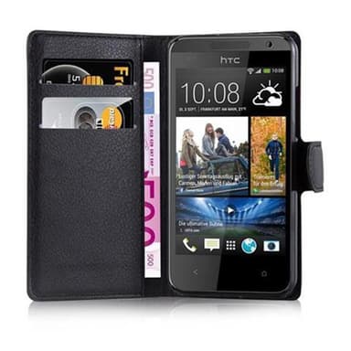 HTC Desire 300 Plånboksfodral Skal (Svart)
