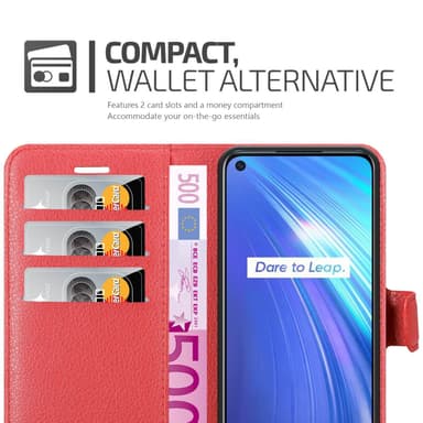 Realme 6 4G / 6s Plånboksfodral Skal (Röd)