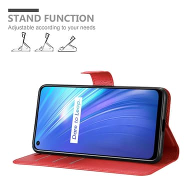 Realme 6 4G / 6s Plånboksfodral Skal (Röd)