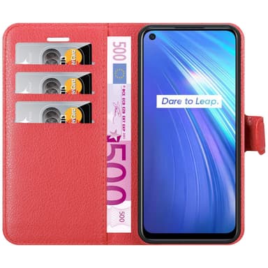 Realme 6 4G / 6s Plånboksfodral Skal (Röd)