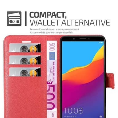 Honor 7C / Huawei Y7 2018 Plånboksfodral Skal (Röd)