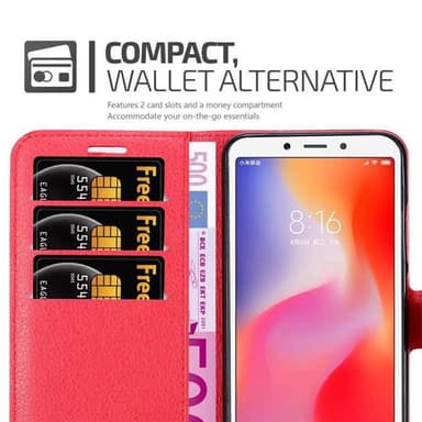 Xiaomi RedMi 6 Plånboksfodral Skal (Röd)