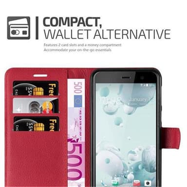 HTC U PLAY Plånboksfodral Skal (Röd)