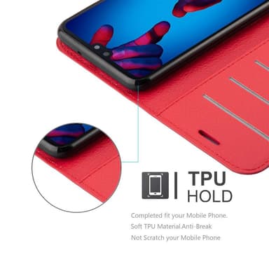 Huawei P20 Plånboksfodral Skal (Röd)