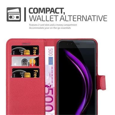 Honor 8 / 8 PREMIUM Plånboksfodral Skal (Röd)