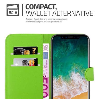 iPhone X / XS Plånboksfodral Skal (Grön)
