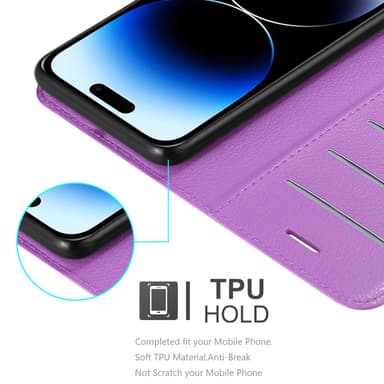 iPhone 14 PRO Plånboksfodral Skal (Lila)