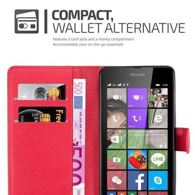 Nokia Lumia 540 Plånboksfodral Skal (Röd)
