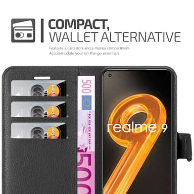 Realme 9 4G / 9 PRO+ Plånboksfodral Skal (Svart)