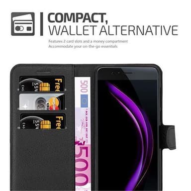 Honor 8 / 8 PREMIUM Plånboksfodral Skal (Svart)