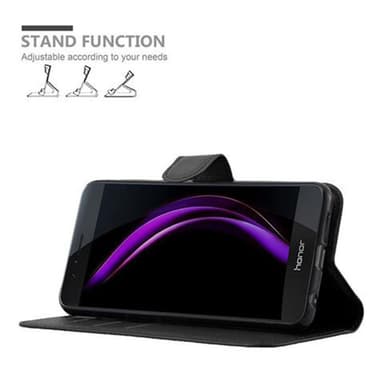 Honor 8 / 8 PREMIUM Plånboksfodral Skal (Svart)