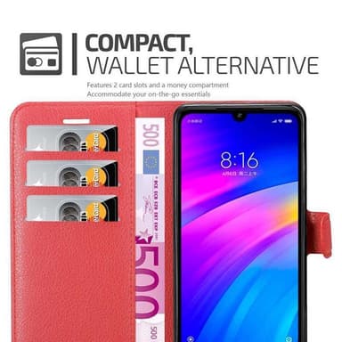 Xiaomi RedMi 7 Plånboksfodral Skal (Röd)