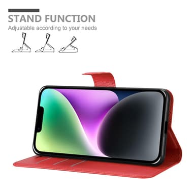 iPhone 14 Plånboksfodral Skal (Röd)