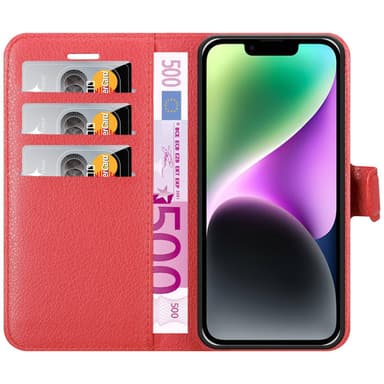 iPhone 14 Plånboksfodral Skal (Röd)