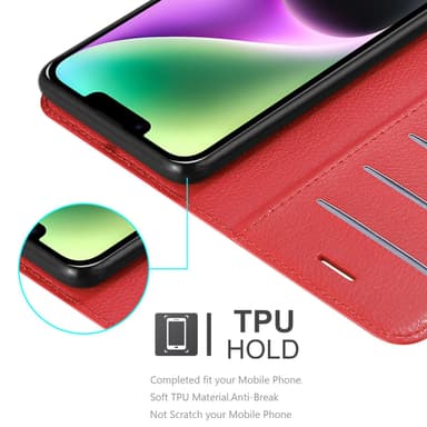 iPhone 14 Plånboksfodral Skal (Röd)