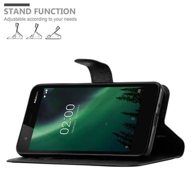 Nokia 2 2017 Plånboksfodral Skal (Svart)