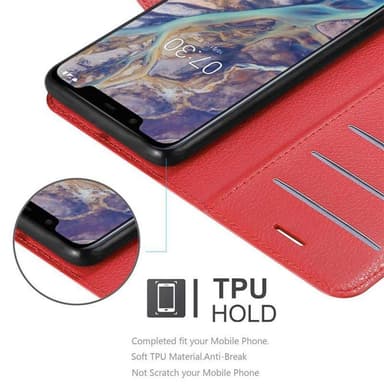 Nokia 7.1 PLUS / X7 Plånboksfodral Skal (Röd)