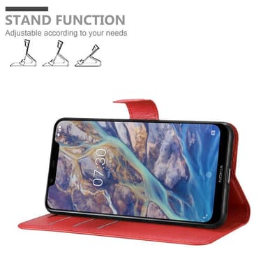 Nokia 7.1 PLUS / X7 Plånboksfodral Skal (Röd)