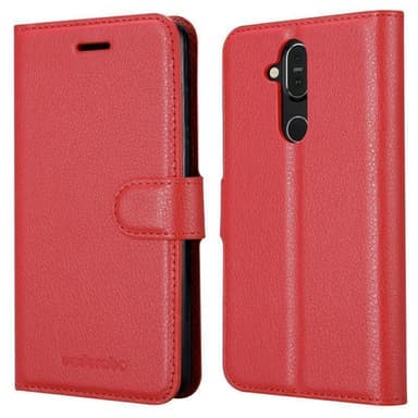 Nokia 7.1 PLUS / X7 Plånboksfodral Skal (Röd)