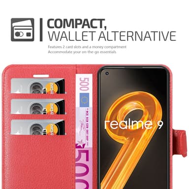 Realme 9 4G / 9 PRO+ Plånboksfodral Skal (Röd)