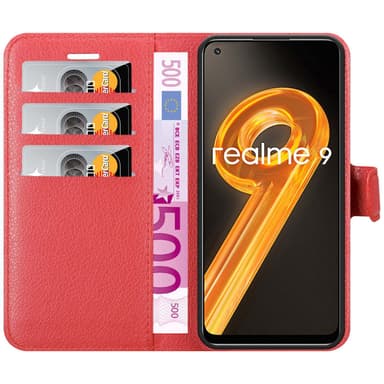 Realme 9 4G / 9 PRO+ Plånboksfodral Skal (Röd)