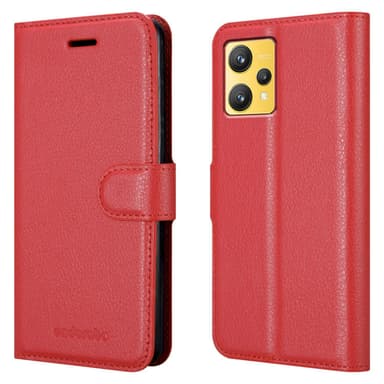 Realme 9 4G / 9 PRO+ Plånboksfodral Skal (Röd)