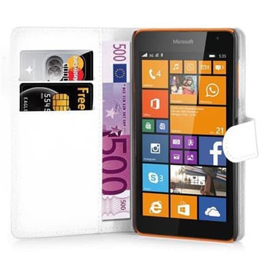 Nokia Lumia 535 Plånboksfodral Skal (Vit)