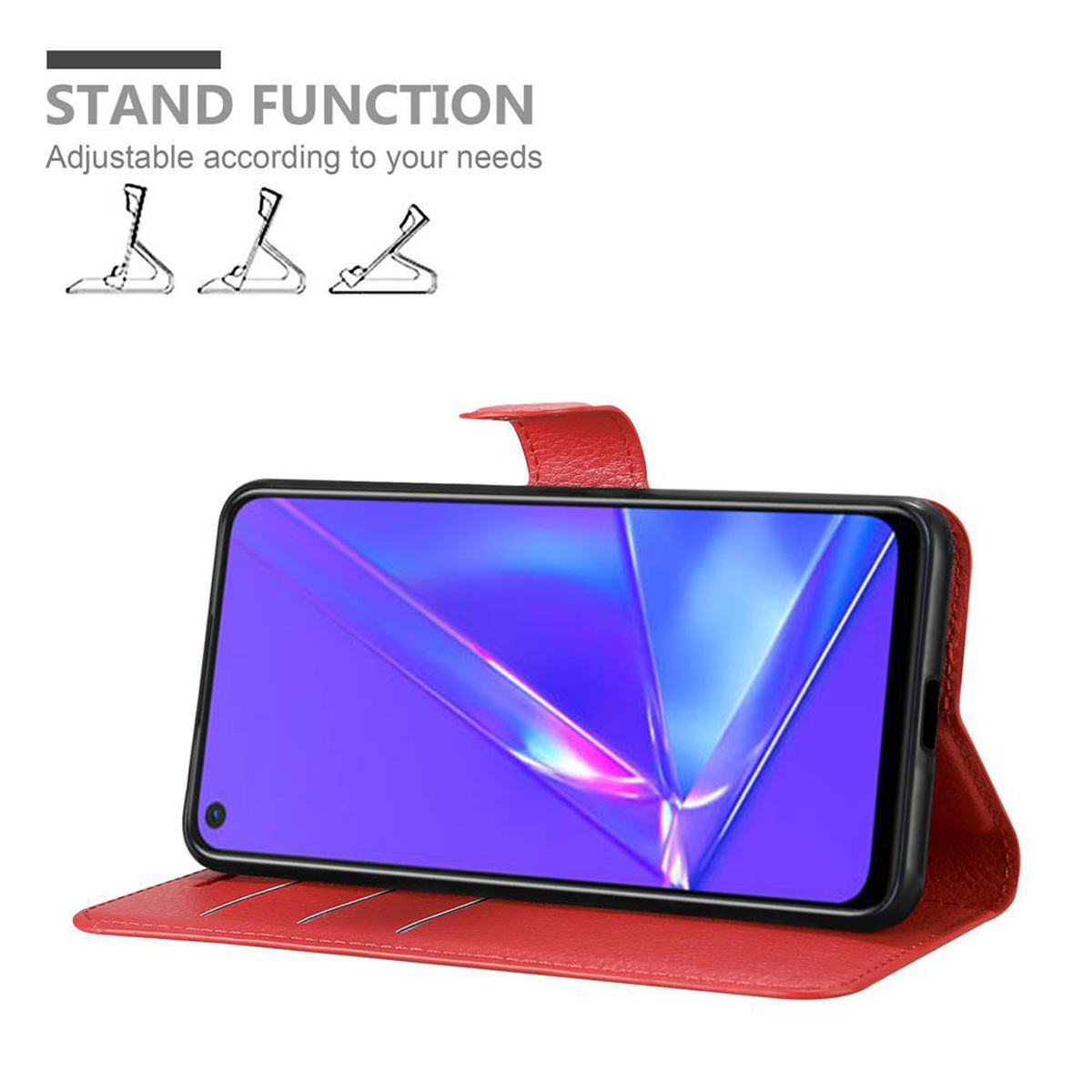 Oppo A72 Plånboksfodral Skal (Röd)