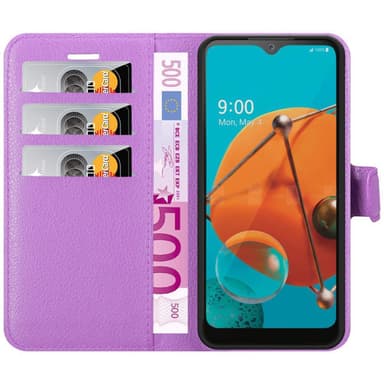 LG KQ51 Plånboksfodral Skal (Lila)
