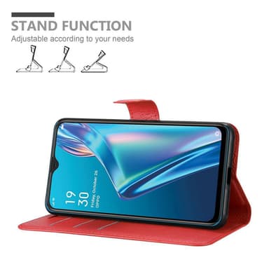 Oppo A12 Plånboksfodral Skal (Röd)