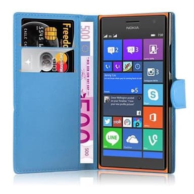 Nokia Lumia 730 Plånboksfodral Skal (Blå)