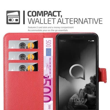 Alcatel 1C 2019 Plånboksfodral Skal (Röd)