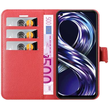 Realme 8i / Narzo 50 4G Plånboksfodral Skal (Röd)