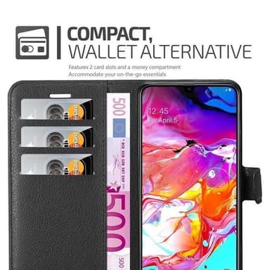 Samsung Galaxy A70 / A70s Plånboksfodral Skal (Svart)