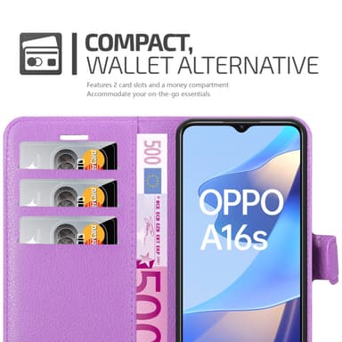 Oppo A16s / A54s Plånboksfodral Skal (Lila)