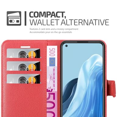 Oppo FIND X5 LITE / Reno7 5G Plånboksfodral Skal (Röd)