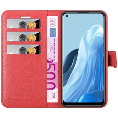 Oppo FIND X5 LITE / Reno7 5G Plånboksfodral Skal (Röd)