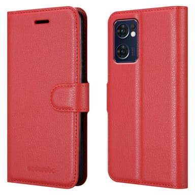 Oppo FIND X5 LITE / Reno7 5G Plånboksfodral Skal (Röd)