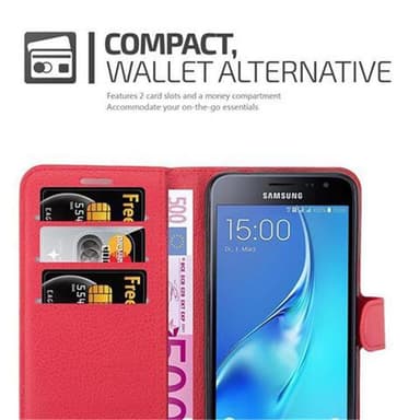 Samsung Galaxy J3 2016 Plånboksfodral Skal (Röd)