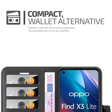 Oppo FIND X3 LITE Plånboksfodral Skal (Svart)