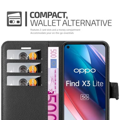 Oppo FIND X3 LITE Plånboksfodral Skal (Svart)