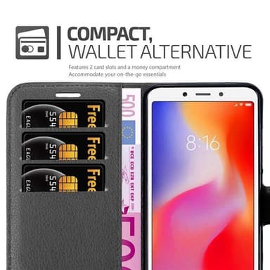 Xiaomi RedMi 6A Plånboksfodral Skal (Svart)