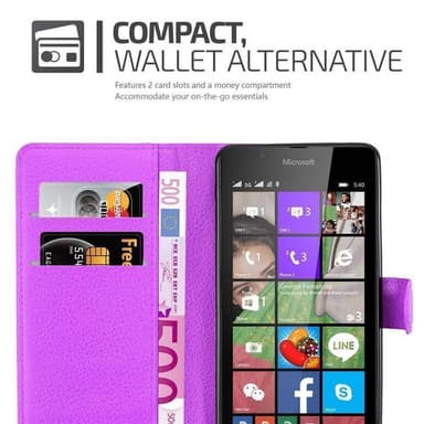 Nokia Lumia 540 Plånboksfodral Skal (Lila)