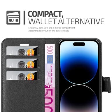 iPhone 14 PRO Plånboksfodral Skal (Svart)